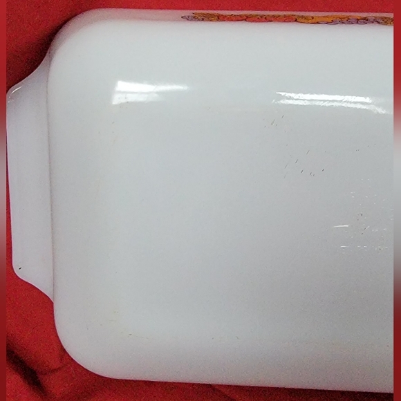 VINTAGE ANCHOR HOCKING FIRE KING #432 WHITE FRUIT HARVEST DESIGN 1.5 QT 12X6.5X2 - Picture 7 of 10